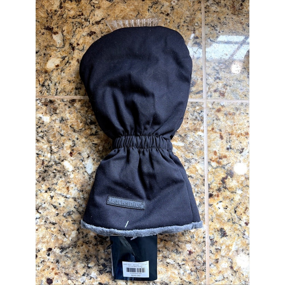 Berkshire Black Insulated Waterproof Plush Ice Scraper Mitt Mitten Glove NEW NWT